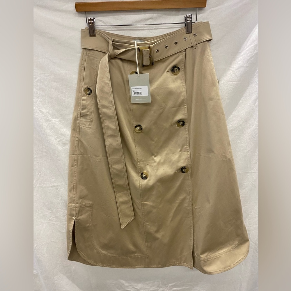 Lee Mathews Midi Skirt. Size 2, Sand.